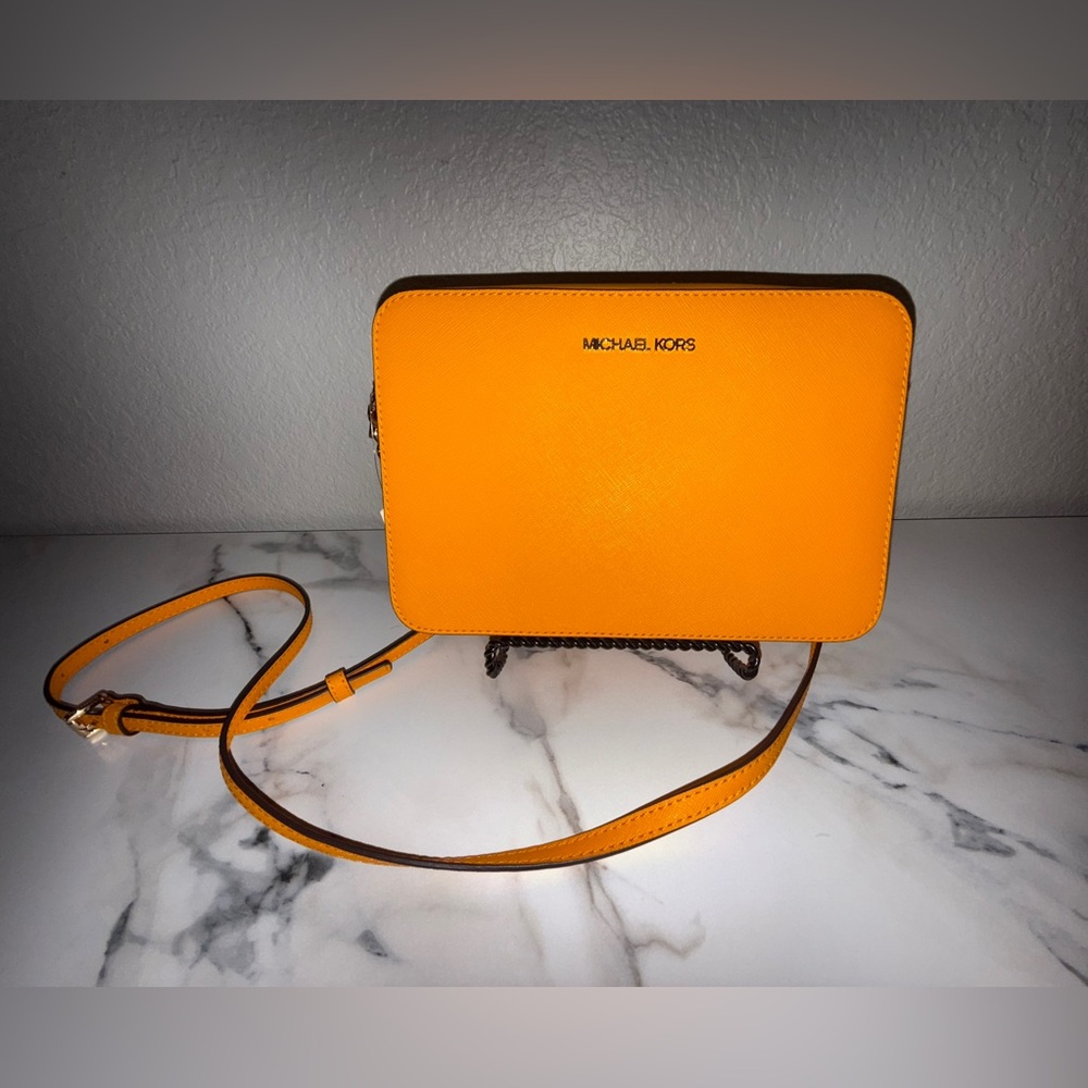 Michael Kors Jet Set Pop Orange LG EW Crossbody Bag